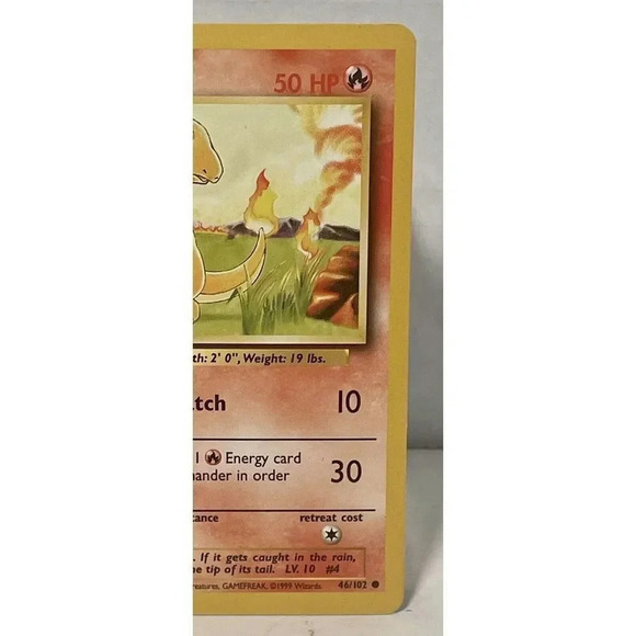 Charmander 46/102 Non Holo 1999 Pokemon Card Base Set Authentic Vintage‎ LP NM - Picture 3 of 6